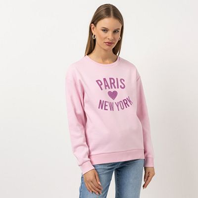 STEFFEN SCHRAUT Sweatshirt Rundhalsausschnitt Strass-Druck leger weit