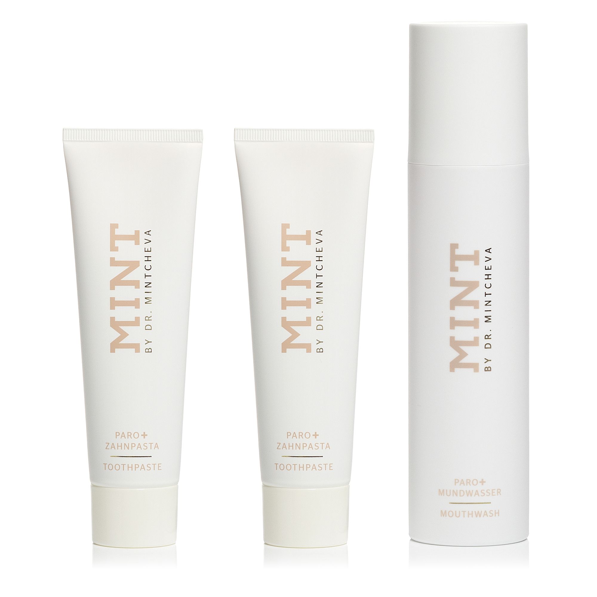 MINT PARO+ Mundpflege-Set aus 2x Zahnpasta je 85ml & Mundwasser 200ml