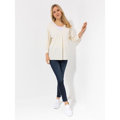 EVA LUTZ Shirt, 3/4-Arm mit Manschette V-Ausschnitt leger weit