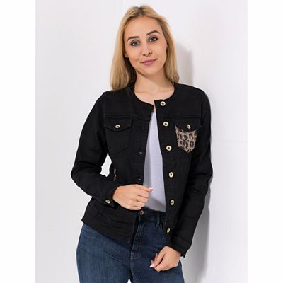 DINE 'N' DANCE Jeansjacke Brusttaschen Strassdetails figurbetont