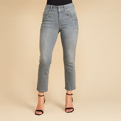 SCHIFFHAUER MUNICH® Jeans, Las Vegas 7/8 Länge, Taschen Strasssteinbesatz schmales Bein