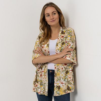 KIM & CO. Cardigan, 3/4-Arm Brazil Knit Jersey Kimono-Stil oversize