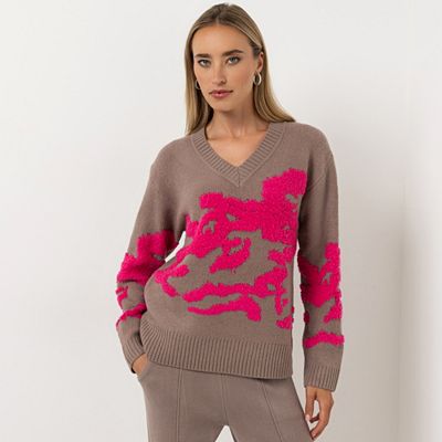 STEFFEN SCHRAUT Pullover V-Ausschnitt Jacquard-Strick figurumspielend