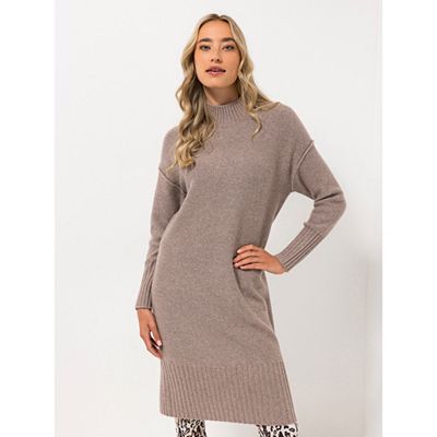 STRANDFEIN Kleid Grobstrick Stehkragen leger weit