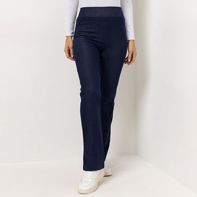 KIM & CO. Hose, Gesäßtaschen Denim Jersey Rundumdehnbund ausgestelltes Bein