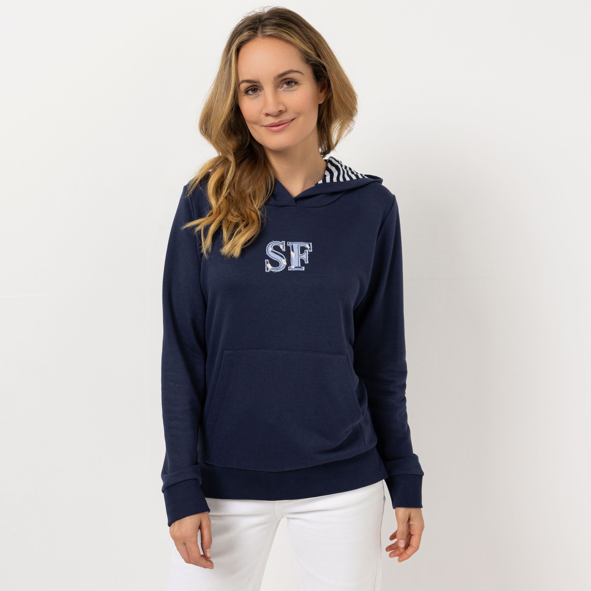 STRANDFEIN Sweatshirt mit Kapuze gestreiftes Futter OEKO-TEX®Standard 100 figurumspielend