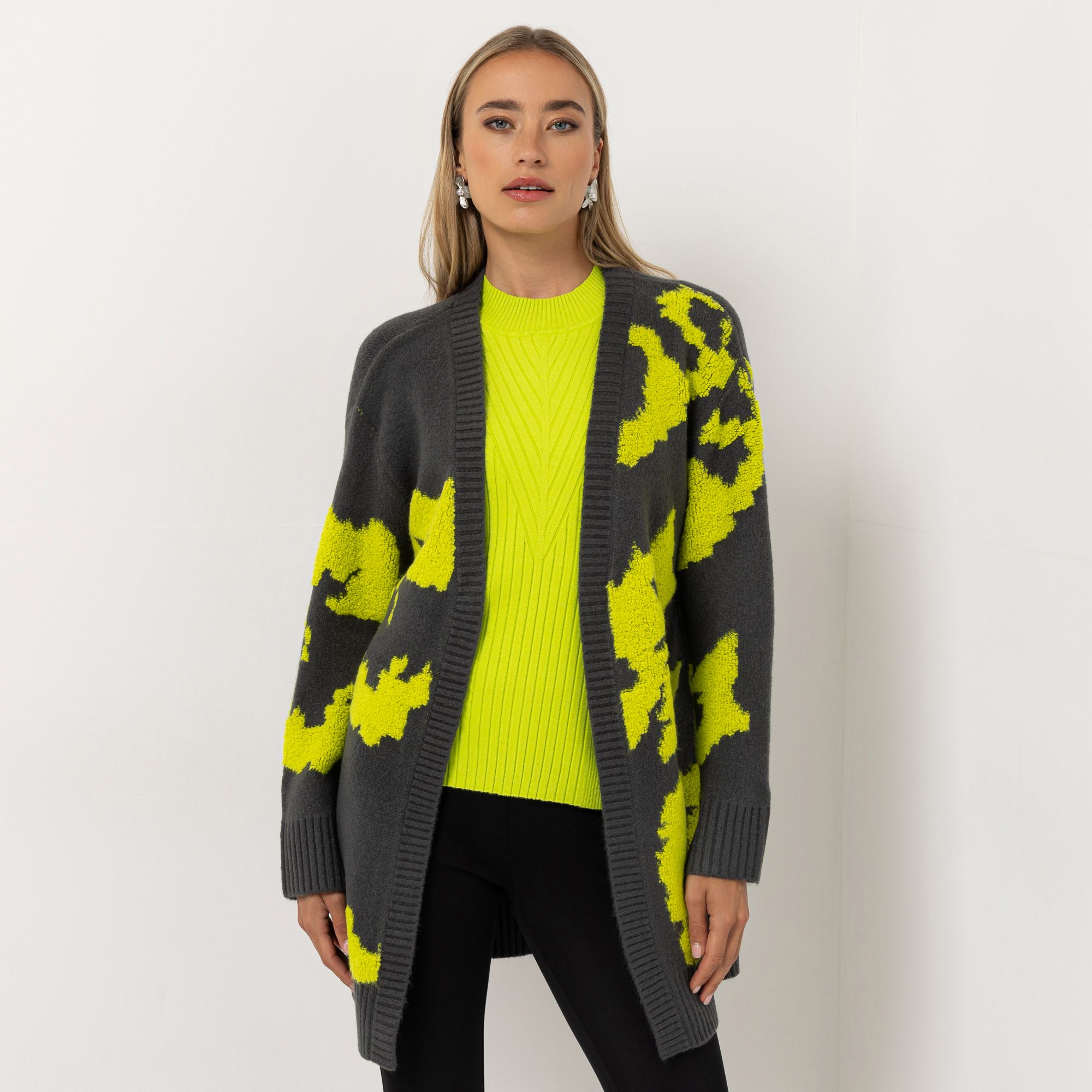 STEFFEN SCHRAUT Longcardigan offene Front Jacquard-Strick figurumspielend