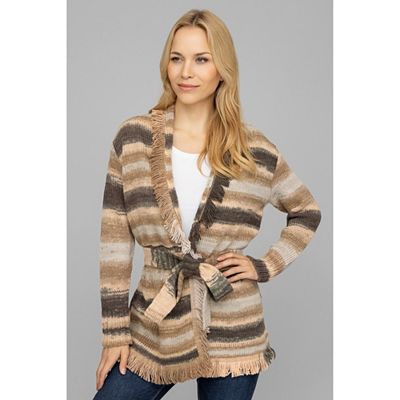 Thumbnail - DINE 'N' DANCE Longcardigan, 1/1-Arm Bindegürtel Fransendetails figurumspielend