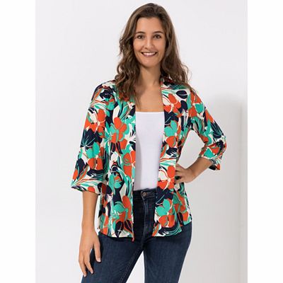 KIM & CO. Cardigan, 3/4-Arm Brazil Knit Jersey offene Front figurumspielend