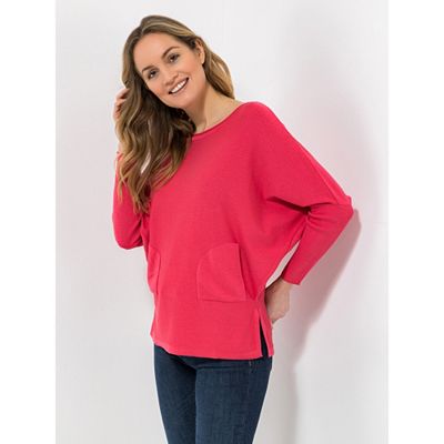 DINE 'N' DANCE Pullover, 3/4-Arm eingestrickte Taschen Fledermausärmel leger weit