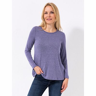 KIM & CO. Shirt, Langarm Feinstrick Optik Rundhalsausschnitt figurumspielend