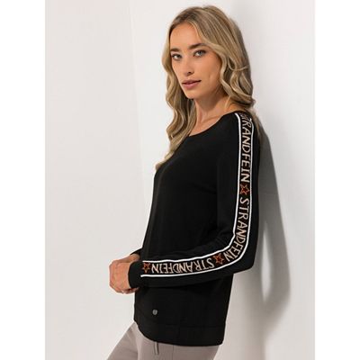 STRANDFEIN Pullover Rundhalsausschnitt Logo-Intarsie figurumspielend