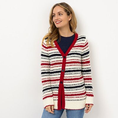 Thumbnail - STRANDFEIN Strickjacke V-Ausschnitt multicolor gestreift figurumspielend