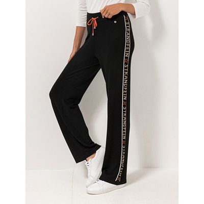 STRANDFEIN Strickhose lange Form Logo-Intarsie gerades Bein