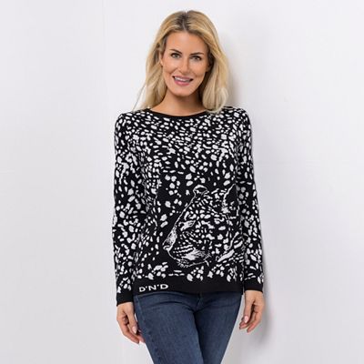 DINE 'N' DANCE Pullover, 1/1-Arm Rundhalsausschnitt Jacquard-Strick figurumspielend