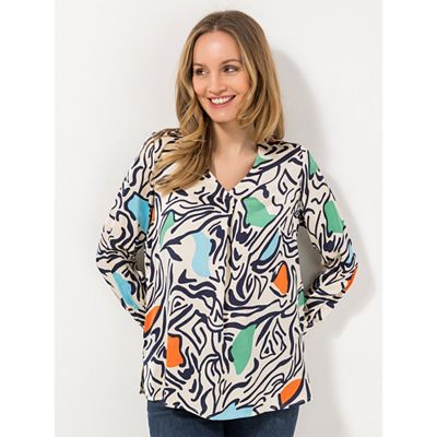 Thumbnail - EVA LUTZ Bluse, Langarm Seitenschlitze mit ECOVERO Viskose leger weit