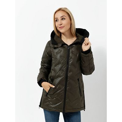 EVA LUTZ Steppjacke mit Kapuze 2-Wege-Reißverschluss figurumspielend