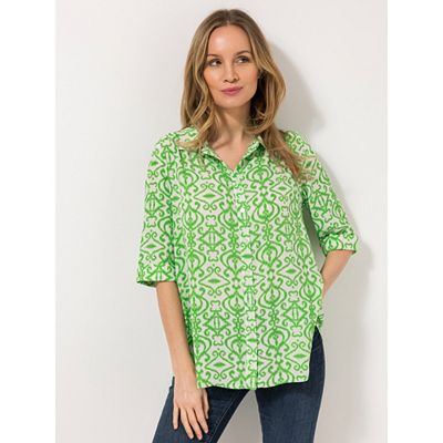 EVA LUTZ Bluse Luki, 3/4-Arm Knopfleiste 100% recycelte Fasern leger weit