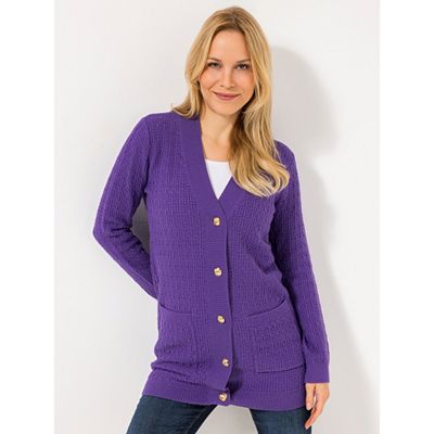 ANNI FOR FRIENDS Longcardigan Knopfleiste aufgesetzte Taschen figurumspielend