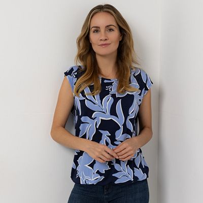 KIM & CO. Top mit Bündchen Brazil Knit Jersey Rundhalsausschnitt leger weit