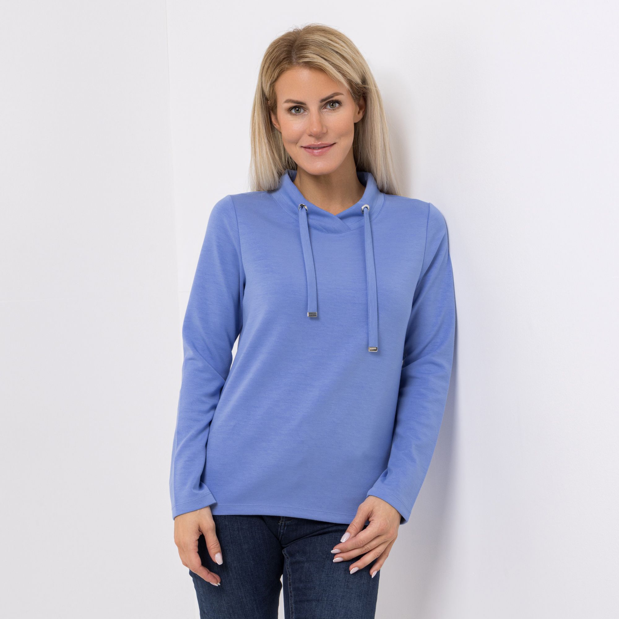EVA LUTZ Sweatshirt Stehkragen mit Kordel figurumspielend