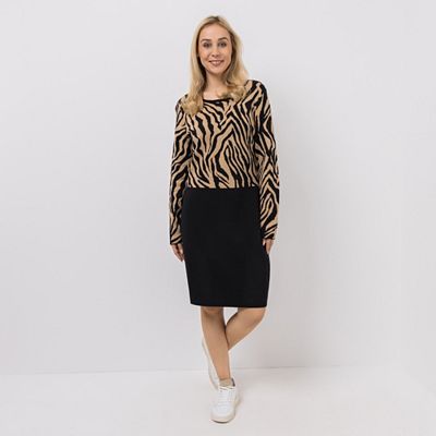 DINE 'N' DANCE Strickkleid, 1/1-Arm Rundhalsausschnitt Streifen figurumspielend