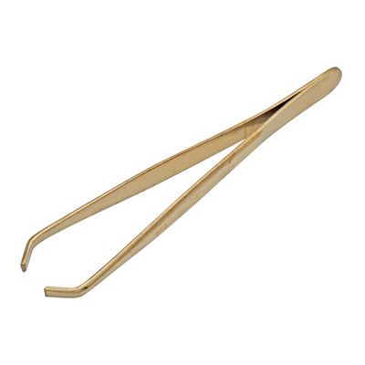 PFEILRING Augenbrauenpinzette mit 24 Karat hart vergoldet, vorne gekröpft, 9cm