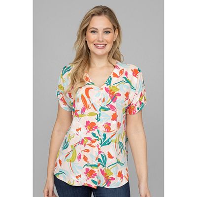 KIM & CO. Shirt Brazil Knit Jersey Knopfleiste leger weit