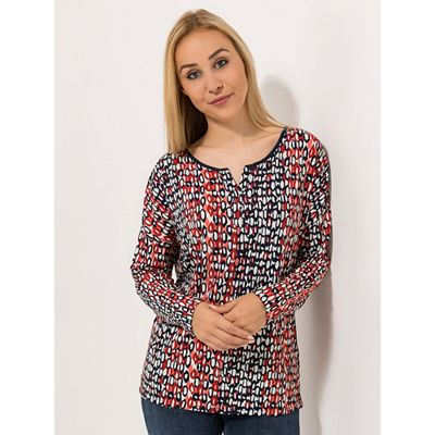 EVA LUTZ Shirt Zierausschnitt mit ECOVERO Viskose leger weit