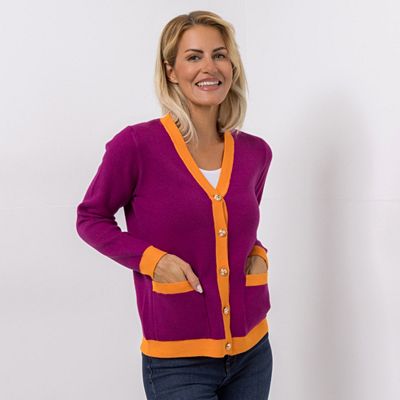 ANNI FOR FRIENDS Cardigan Amore aufgesetzte Taschen Herz-Muster figurumspielend