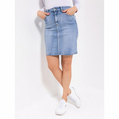 DINE 'N' DANCE Jeansrock 5-Pocket-Style kurze Form figurbetont