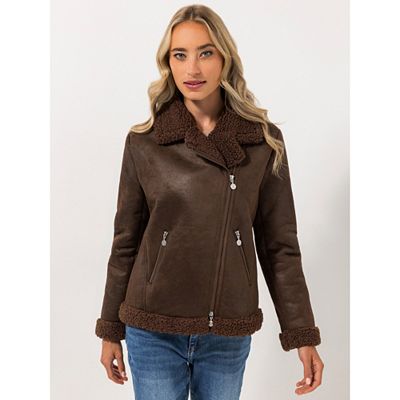 STRANDFEIN Fliegerjacke Lammfelloptik 2-Wege-Reißverschluss figurumspielend