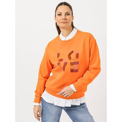 Thumbnail - STEFFEN SCHRAUT Sweatshirt LOVE-Druck mit Ziersteinchen leger weit - Oversize