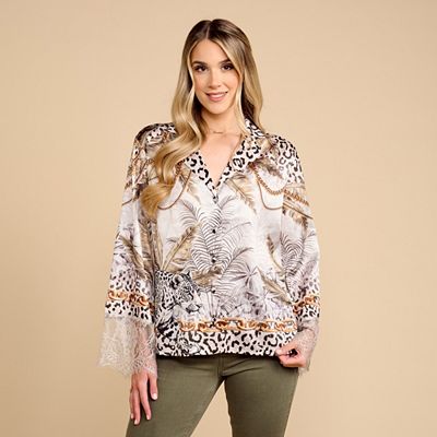 Thumbnail - SCHIFFHAUER MUNICH® Blusenjacke, 1/1-Arm Volant-Detail Knopf-Verschluß leger weit