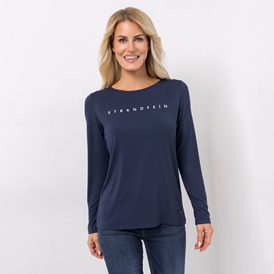 STRANDFEIN Shirt Rundhalsausschnitt platzierter Druck mit ECOVERO Viskose