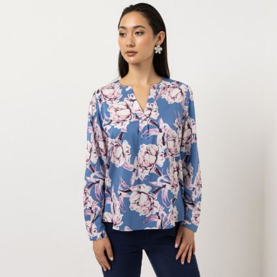 STEFFEN SCHRAUT Bluse Serafino-Ausschnitt Seitenschlitze leger weit