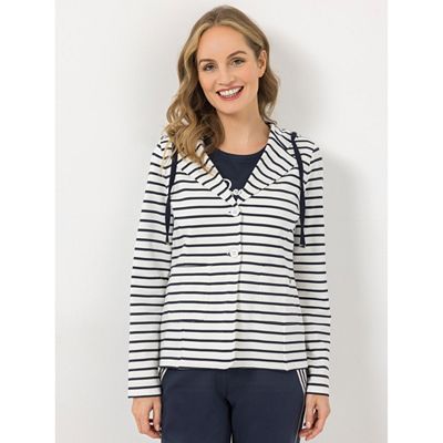 STRANDFEIN Sweatblazer Reverskragen Kapuze figurumspielend