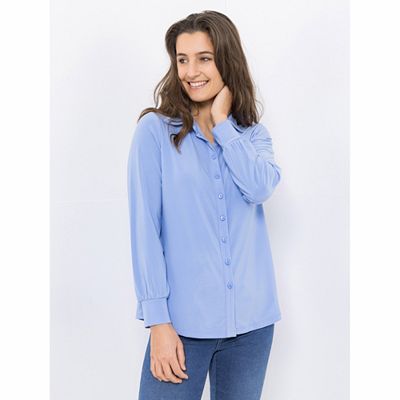 KIM & CO. Blusen-Shirt Deluxe Brazil Knit Knopfleiste Blusen-Kragen