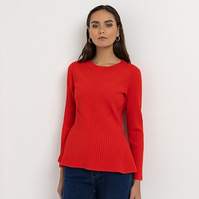 STEFFEN SCHRAUT Pullover Rundhalsausschnitt Strukturstrick ausgestellter Saum