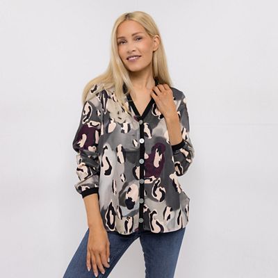 Thumbnail - DINE 'N' DANCE Bluse, 1/1-Arm V-Ausschnitt Knopfleiste leger weit