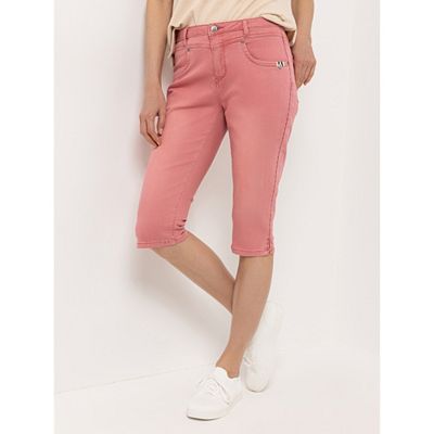 STRANDFEIN Hose Capri Länge seitliche Stickerei schmales Bein