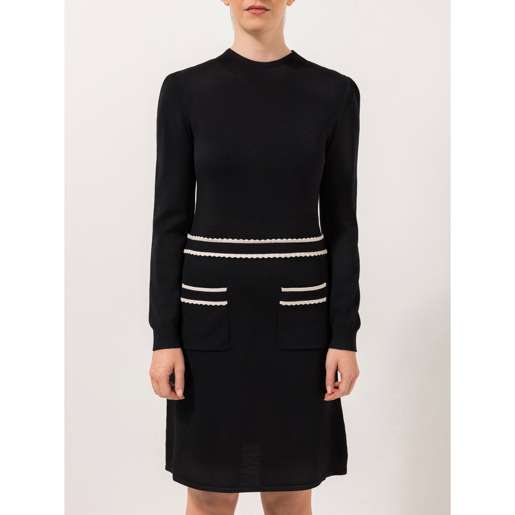 STEFFEN SCHRAUT Strickkleid Seattle aufgesetzte Taschen Zierbordüre in Taille figurbetont