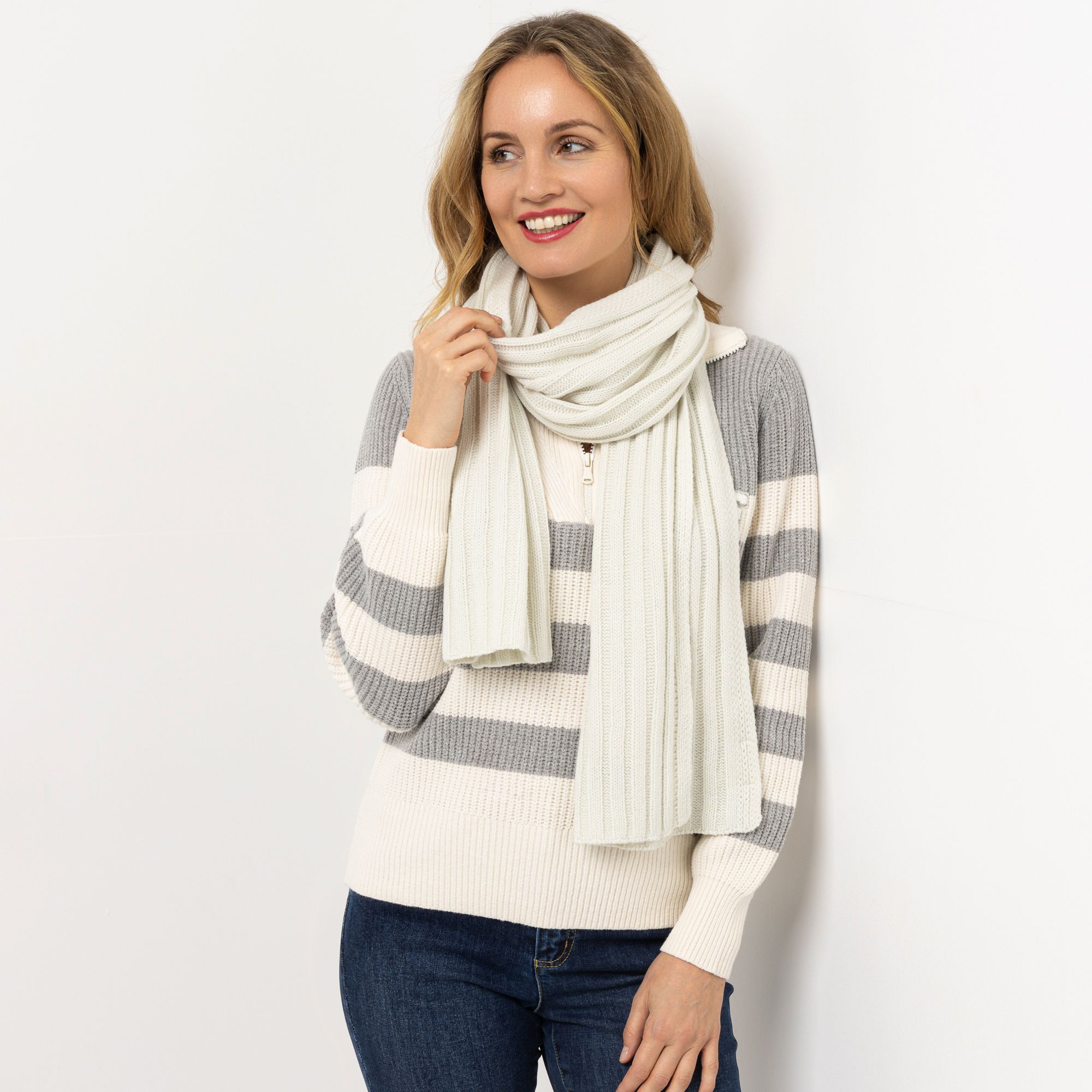 STRANDFEIN Schal Rippstruktur Logo-Patch ca. 40x180cm