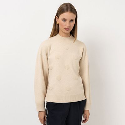 STEFFEN SCHRAUT Pullover Stehkragen Jacquard-Punkte leger weit