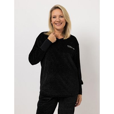 KILIAN KERNER SENSES Sweatshirt, Langarm Glitzer-Nicki Strass-Logo figurumspielend