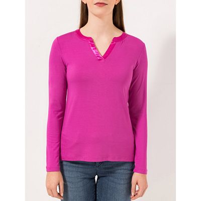 STEFFEN SCHRAUT Shirt Serafino-Ausschnitt Satinoptik-Details figurumspielend