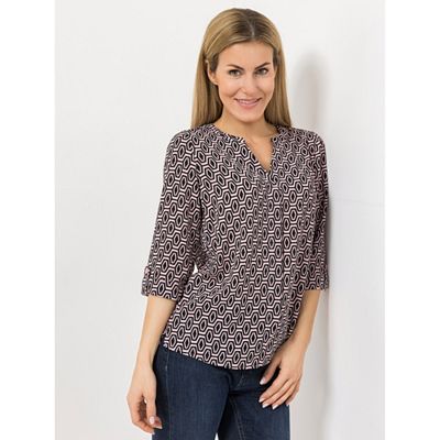 EVA LUTZ Bluse Layla, 3/4-Arm mit Ärmelaufschlag Serafino-Ausschnitt figursumspielend