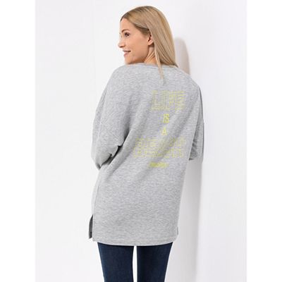 STRANDFEIN Longsweatshirt Rundhalsausschnitt Rückendruck leger weit