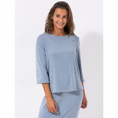 KIM & CO. Shirt, 3/4-Arm Feinstrick Optik gerade geschnitten figurumspielend