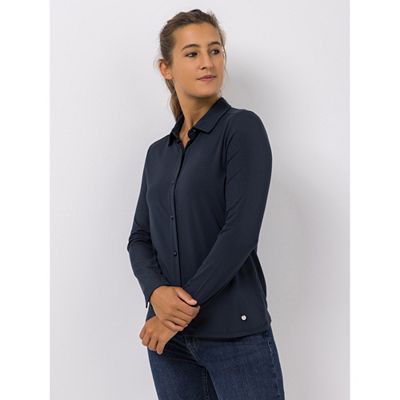 Thumbnail - EVA LUTZ Jerseybluse Lea Kragen Knopfleiste figurumspielend